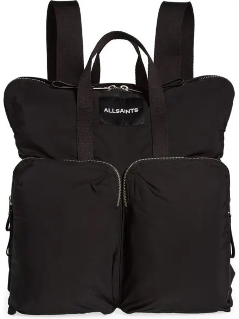 All Saints Black Dual-Front Pocket Backpack
